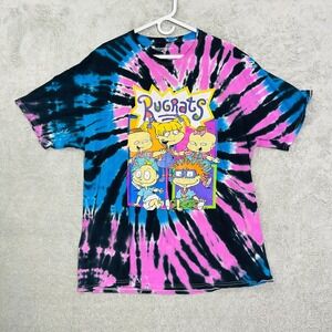 Nickelodeon‎ Rugrats Tie Dye Graphic T Shirt 90s Cartoon Pink Blue Black 2XL